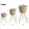 Soporte de Maceta de Piso para el Hogar de Madera Ratán Nórdico Cesta de Flores Simple Set Sala de Estar Dormitorio Balcón Soporte Práctico para Flores