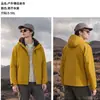 Chaqueta 3 en 1 estilo Luotuo para hombre y mujer, cintura ajustable, corte ajustado, resistente al viento para exteriores, impermeable, cálida, ropa para viajes y montañismo