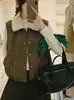 Chaleco de gamuza con solapa de borrego sintético para mujer, nuevo estilo otoño/invierno 2026, engrosado y cálido, chaqueta chaleco acolchada
