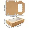 Empaque para Repostería Transfronterizo Papel Kraft Blanco Rosa Negro con Ventana Caja Pequeña para Pastel Galleta Taza de Papel Caja para Tartaleta de Huevo