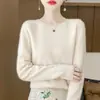 Nuevo Suéter de Lana Otoño e Invierno 2024 para Mujer 100% Lana Pura Cuello Redondo Interior Jersey Tejido de Lana Suéter