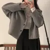En stock Nuevo abrigo de lana estilo coreano retro INS otoño e invierno para mujer, cárdigan corto de corte holgado para un look juvenil