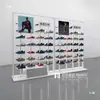 Coluna com Luzes Display Rack Loja Loja de Tênis Esportivos Rack de Exibição de Sapatos Ilha Fixa Rack de Exibição de Prateleiras Suporte de Sapatos Comercial