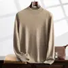 Novo Suéter Masculino de Cashmere de Montanha Gola Meia-alta Outono e Inverno 2024 Amigo da Pele Casual de Negócios Manga Longa Suéter Básico Suéter de Tricô
