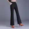 Pantalones Acampanados Negros Adelgazantes Nuevos Otoño 2026 para Mujer, Pantalones de Cola de Pez con Drapeado Ajustados a la Moda para el Trabajo, Pantalones de Cintura Alta con Ligero Flare
