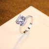 PAG & MAG Anillo Estilo Europeo y Americano Gema Anillo de Plata S925 Pulsera de Circonita Cuadrada Accesorios de Joyería Noble para Celebridades