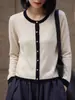 Cardigan de Punto Fino de Lana con Cuello Redondo y Mangas Largas, Bloque de Color, Lentejuelas, Holgado, Versátil, Nuevo Otoño/Invierno 2026