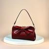 Bolso de axila, Bolso de charol de alta gama, Bolso de moda de alta gama para mujer con lazo, Bolso pequeño versátil, Venta al por mayor y entrega de fábrica