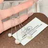 Pendientes largos de borla con perla sintética de plata pura S925 para mujer, lujo ligero, elegantes, de alta gama, pendientes de bombilla pequeña ajustables