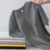 185 Algodón de Imitación para Hombre Manga Corta Transpirable Cuello Redondo Color Sólido Top Verano Moderno Holgado Casual Capa Base Camiseta de Media Manga
