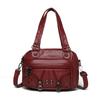 Bolsa de Bicicleta de Couro Real Lavado Transfronteiriça Couro Tecido Bolsa Smiley Couro com Rebites Punk Bolsa Feminina Comércio Exterior Bolsa Boston