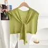 Chal de punto estilo coreano 2026, color caramelo, para mujer, prenda exterior decorativa para primavera y verano, blusa calada, chaleco, bufanda