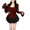 Suéter decorativo de lazo nuevo estilo coreano para otoño e invierno, ajuste slim, adelgazante, suéter interior, manga larga, camiseta básica top