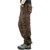 Calça de Trabalho 2026 de Algodão Puro para Homens, Corte Amplo, Tamanho Grande, Calça Casual, Marca Tendência, Calça Longa com Múltiplos Bolsos, Calça de Trabalho