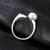 Anillo de Plata de Ley Pag&Mag S925 Perla de Agua Dulce de 7-7.5mm Estilo K Simple para Mujer Anillo Abierto al por Mayor