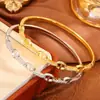 Pulsera de Cobre Chapado en Oro Hueca con Cierre de Nariz de Cerdo con Diamantes Completos, No se Desvanece, Superventas Transfronteriza, Lujo Ligero, Pulsera de Pareja de Gama Alta