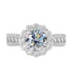 Anillo de Plata Esterlina S925 para Mujer Moda Europea y Americana Clásico Lujo Grupo-Set Redondo Baguette Anillo Diamante Moissanita Color D