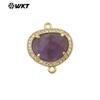 WT-C335 Rosa Brillante Francés Cristal Piedra con Purpurina Gema Colgante Pequeño Borde de Circonita Joyería Decoración Accesorios
