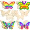 Peças de borboleta de madeira transfronteiriças para pintura criativa e grafite DIY infantil, pingentes de insetos de madeira para decoração de casa
