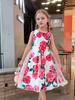 Vestido Infantil de Amazon con Estampado de Rosas y Parches de Malla, Vestido sin Mangas tipo Camiseta, Vestido para Niña de Tejido de Exportación