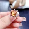Anel Popular de Citrino Natural Atacado de Fábrica com Inlay de Prata S925 Pedra Principal 8*8 Joias de Luxo Venda Direta da Fábrica