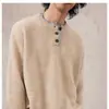 Suéter de punto unisex estilo retro vintage americano, mezcla de lana, cuello Henley relajado, para primavera y otoño
