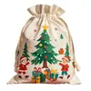 Canvas Grande de Natal com Bolso de Cordão Maçã Grande Presente Embalagem de Feriado Presente Saco de Armazenamento de Algodão