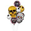 México Dia dos Mortos Flor Caveira Balão de Filme de Alumínio Conjunto Decoração Festa de Terror Arranjo Balão de Folha de Alumínio Atacado