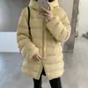 Chamarra Acolchada Estilo Puffer de Longitud Media con Capucha de Plumón de Pato Blanco de Alto Poder de Relleno 90 para Mujer 2026 Engrosada Cálida Holgada Moderna Ropa de Abrigo