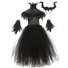 20,23 milhões de roupas europeias e americanas de Halloween para crianças com gola de pena de lantejoulas vestido longo de bruxa roupa de cosplay para role-playing