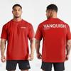 VQ Sports Fitness Style Camiseta de manga curta solta para homens correndo casual europeu e americano de algodão laminado roupas de treino