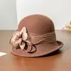 Rongmei 2026 Nuevo Sombrero Clásico Hepburn Transfronterizo con Ala Curva, Sombrero de Mezcla de Seda y Lana, Elegante Sombrero de Estilo Francés