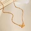 Collar de Acero de Titanio de Mariposa Romántica de Venta Caliente Japonés y Coreano Accesorios para Mujeres Verano Lujo Accesible Nicho Oro de 18K Cadena Clavicular Inmarcesible