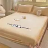 Sábana bajera ajustada de color sólido de algodón puro con bordado de dibujos animados, Sábana bajera individual de algodón puro, Funda de colchón de ajuste completo para colchón Simmons