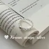 Anillo de plata de diseño minimalista estilo ins coreano, plata de ley S925, anillo de cuentas ovaladas huecas empalmadas, versátil para apilar
