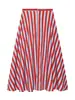 Comercio exterior transfronterizo ropa de mujer principios de otoño nueva moda estilo europeo y americano falda midi a rayas en capas 8002320