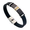 Joyería de moda europea y americana pulsera de silicona de acero inoxidable simple hip hop letras brillantes acero de titanio pulsera para hombre al por mayor