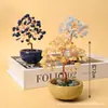 Árbol de la fortuna de citrino natural adorno pequeño, rosa-morado, trae buena fortuna, ideal para la oficina, escritorio o espacio de trabajo, un regalo creativo para la sanación y el bienestar