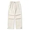 Calça longa casual Sidalet para casal, de corte solto, estilo workwear, perna reta e larga, com múltiplos bolsos, apresentando um design relaxado e estiloso.