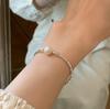 Pulsera y Collar de Perlas Plateadas Rotas con Sentido de Diseño Nicho Coreano Cadena Fina para Clavícula Simple de Lujo Ligero Versátil
