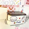 Linda Lonchera de Doble Capa Lonchera Estilo Japonés Apta para Microondas con Cubiertos Lonchera Portátil para Trabajadores de Oficina y Estudiantes
