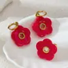 Colar Acrílico Taina Europeu e Americano Feminino Não Desbota Versátil Flor Rosa Conjunto de Joias em Aço Inoxidável Venda Quente
