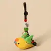 Pássaro de madeira esculpido à mão com asas, pingente para chaveiro de carro, decoração criativa para mochila, ornamento artesanal, presente