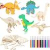 Puzzle 3D de Dinosaurio de Madera de 12 Piezas Transfronterizo Set Creativo Hecho a Mano DIY para Niños Artesanías Decorativas para Pintar Graffiti