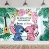 Tela de Fondo de Cumpleaños de Stitch Suministros de Decoración para Fiesta de Cumpleaños Diseño del Lugar Banner de Tela de Poliéster de Stitch