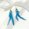 Brincos de Pena Boêmios Transfronteiriços Estilo Étnico Simples Retrô Acessórios de Brincos com Franjas para Férias de Verão na Praia para Mulheres