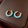 Pendientes Redondos de Resina con Circonita Bañados en Oro Real con Diseño Vintage, Pendientes de Lujo Ligero de Gama Alta al por Mayor