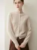 Cardigã 100% caxemira para mulheres, com gola semimangalha, múltiplos botões, design tricotado, cor sólida, efeito emagrecedor, caimento solto e mangas compridas, perfeito como peça de sobreposição