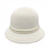 Sombrero de Pescador de Cúpula Caliente Transfronterizo para Mujer Primavera y Verano Ala Ancha Protección Solar Tejido de Punto Sombrero de Paja para Mujer Verano Blanco Perla