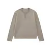 Suéter de punto casual de manga larga con cuello redondo y color liso estilo americano para hombre, perfecto para primavera y otoño, con un estilo moderno de alta costura y un cuello medio abierto